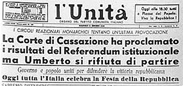 L'Unità - referendum repubblica monarchia