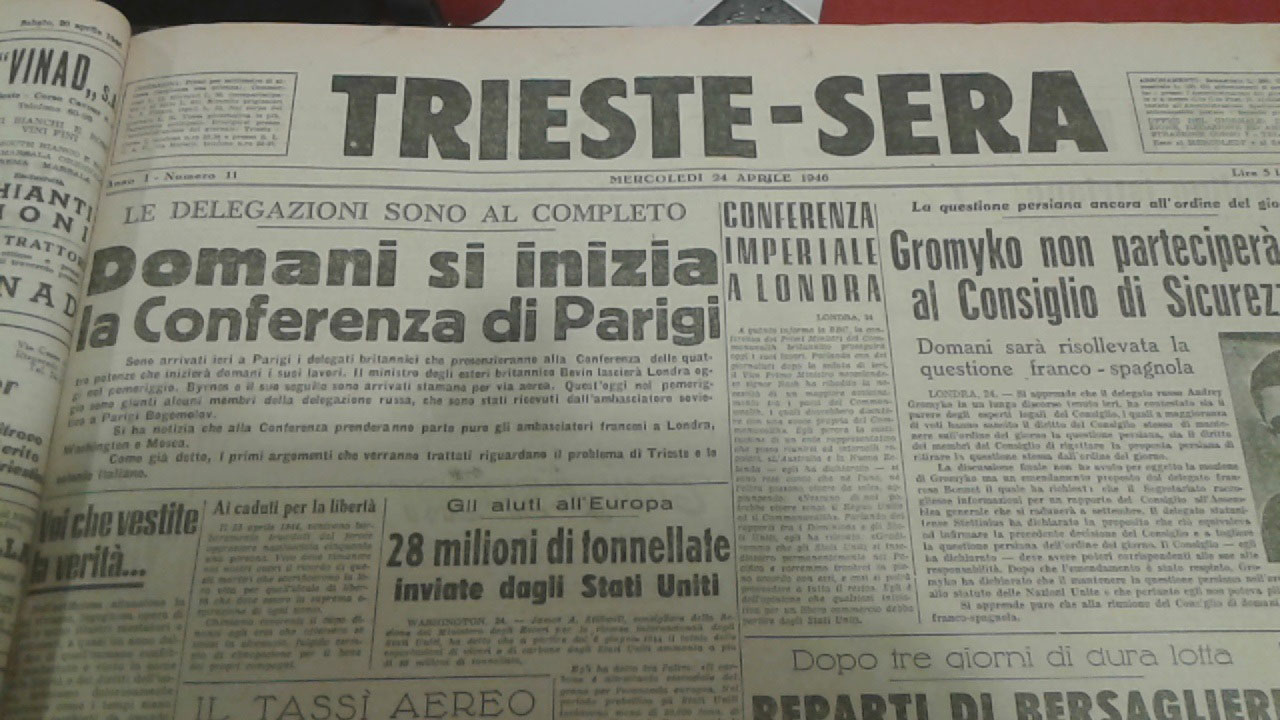 Dal giornale Trieste Sera del 24 aprile 1946 l’articolo sull’inizio della Conferenza di Parigi
