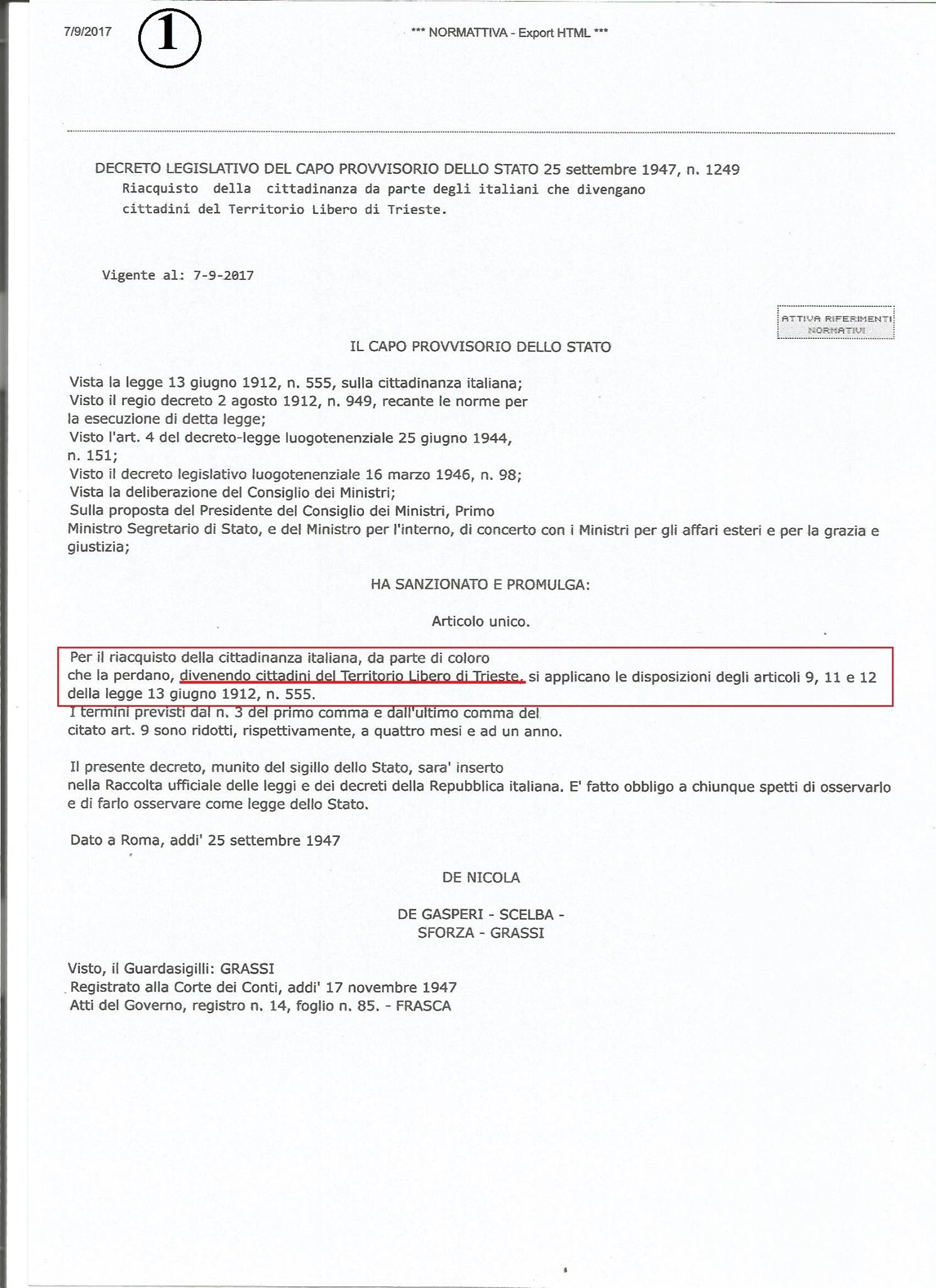 ITALIANI DEL FREE TERRITORY OF TRIESTE