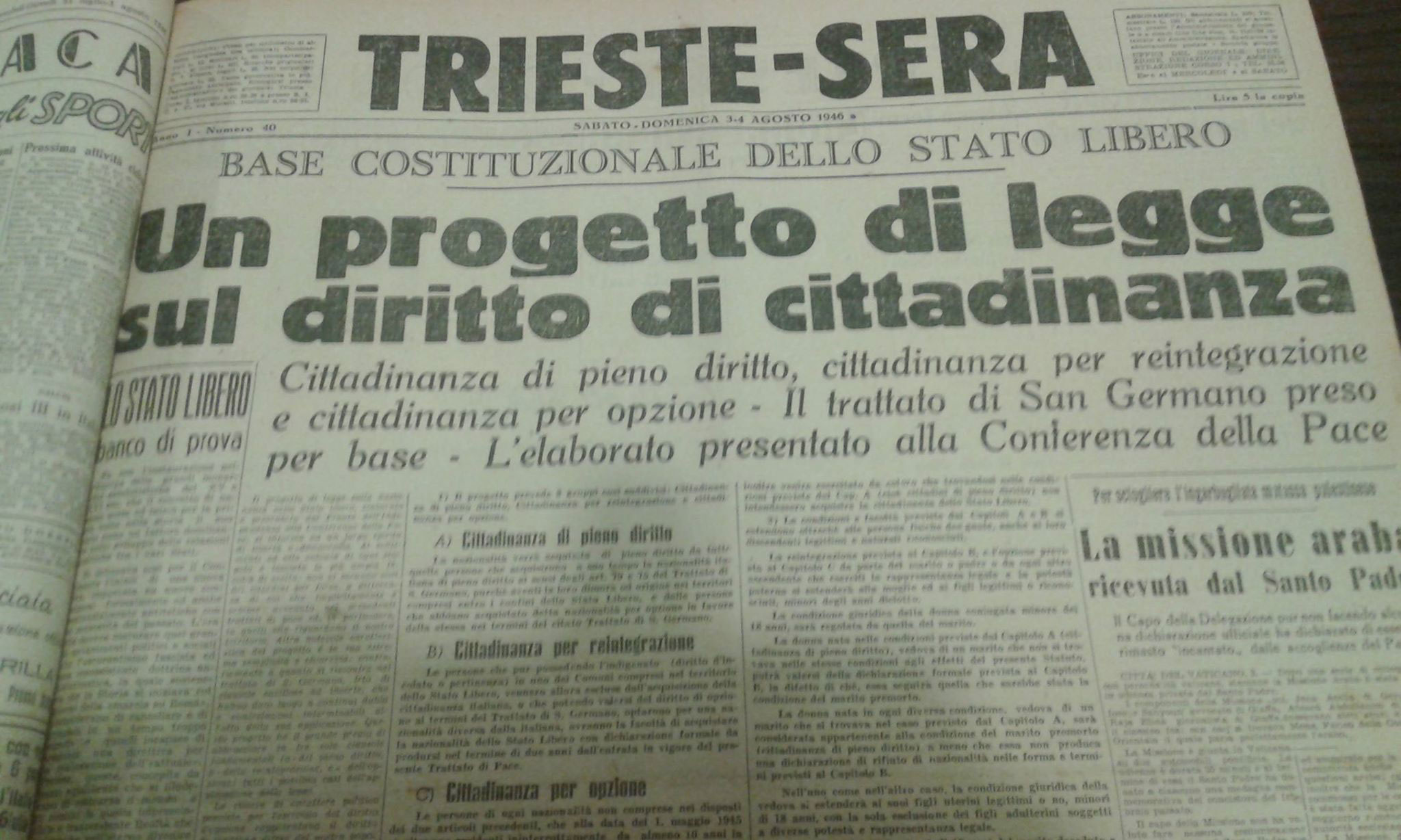 La Cittadinanza del Territorio Libero di Trieste
