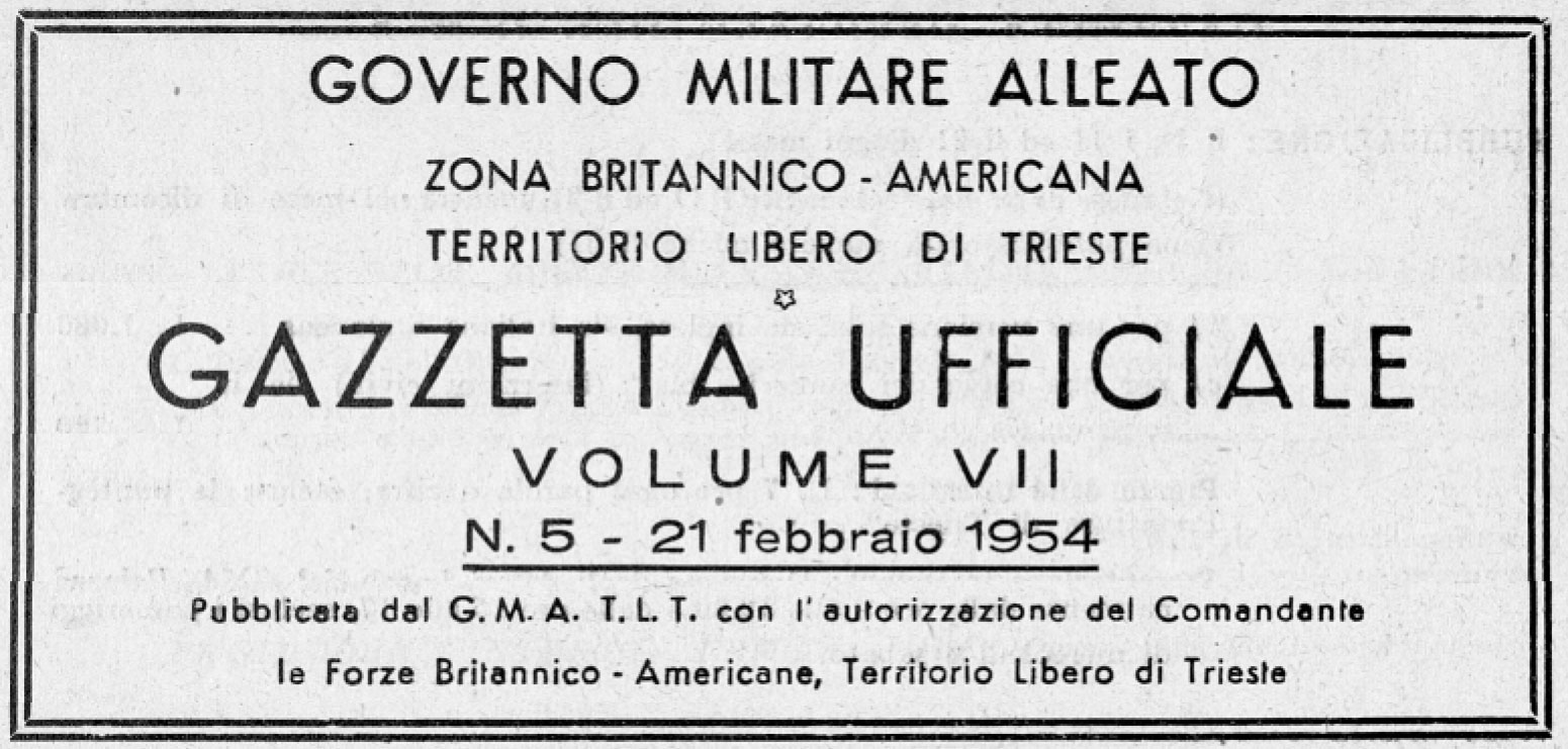 Le Leggi del TLT ovvero le Gazzette Ufficiali del Territorio Libero di Trieste